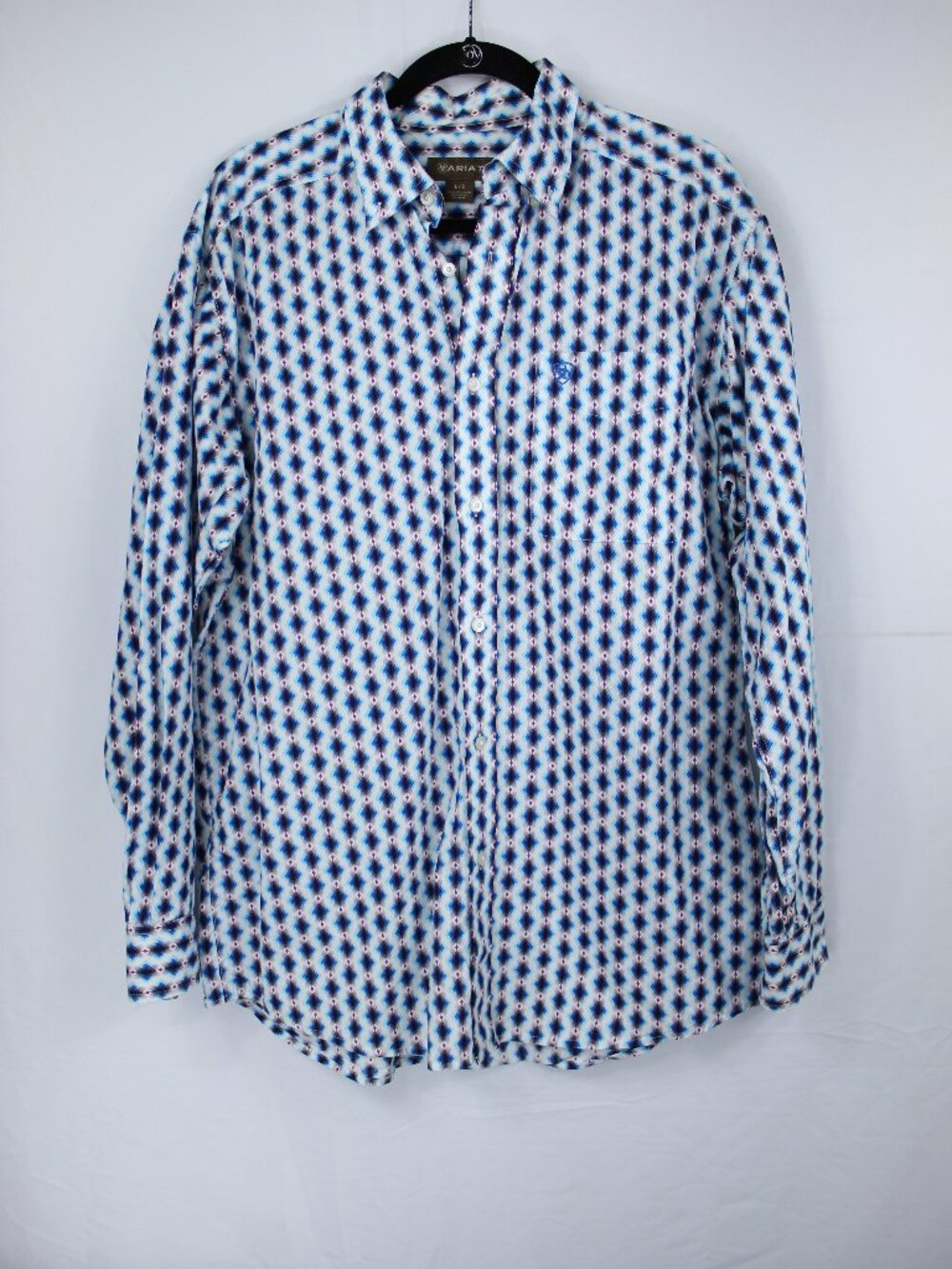 ARIAT MEN'S BUTTON DOWN LONG SLEEVE BLUE SHIRT 1003928 MNS ABRAHAM CLASS SIZE L